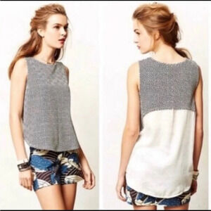 Anthropologie Deletta Sania Geometric Print Sleeveless Blouse